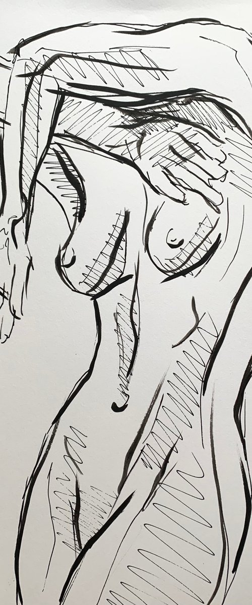Female nude drawing minimal sketch by Emmanouil Nanouris