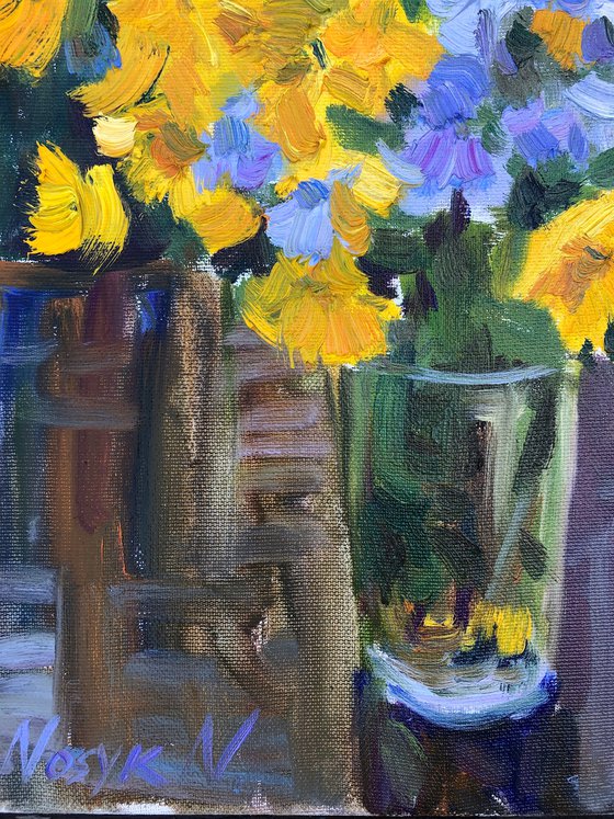 Blue and yellow flowers