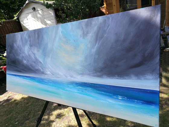 Seascape, Let the Light Shine In - Panoramic, XL, Modern Art Office Decor Home