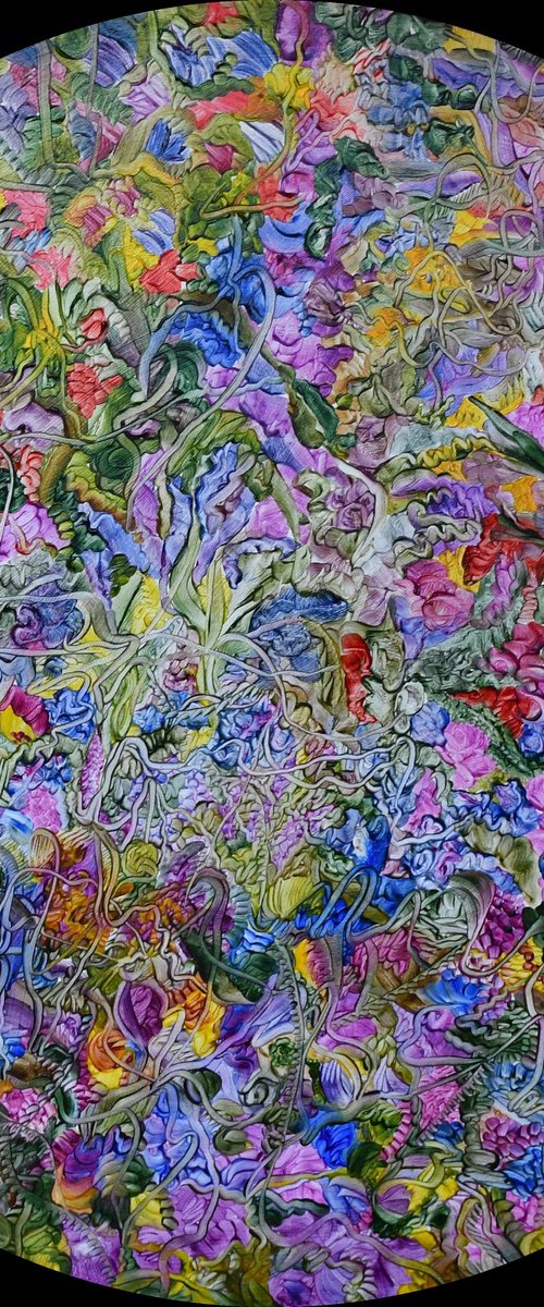 Round Summer Flower Paintings by Kathleen Mullaniff