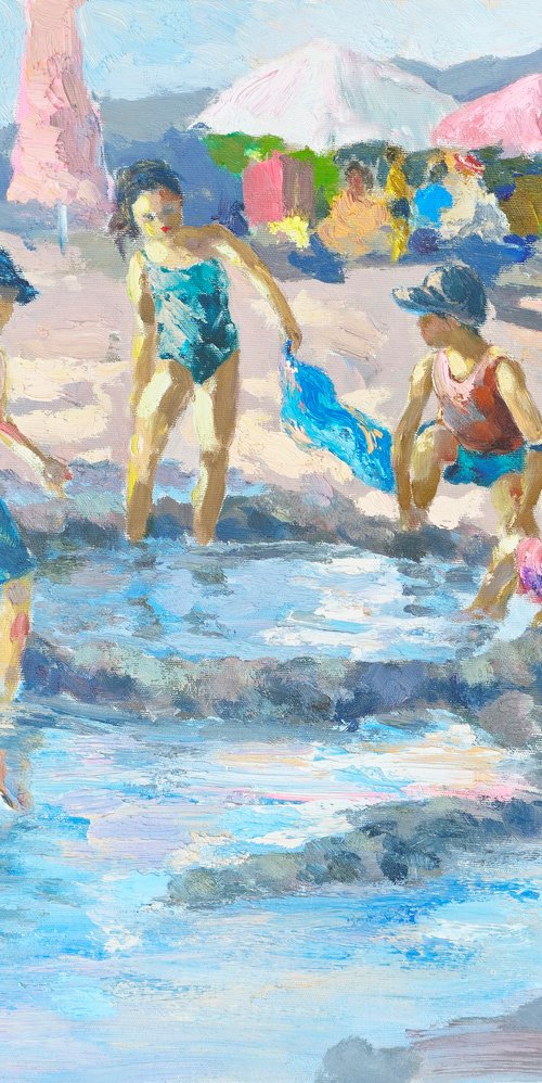 Children on the beach by Hrachya Hakobyan