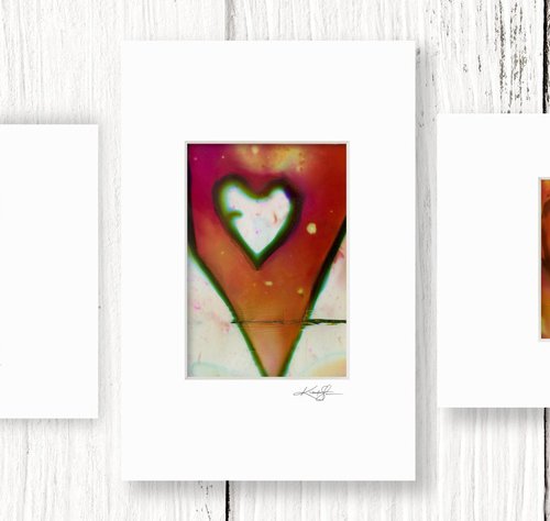 Heart Collection 22 - 3 Small Matted paintings by Kathy Morton Stanion by Kathy Morton Stanion