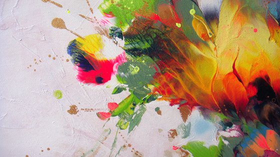 Abstract Flowers "Magic flowers of joy", Large Painting