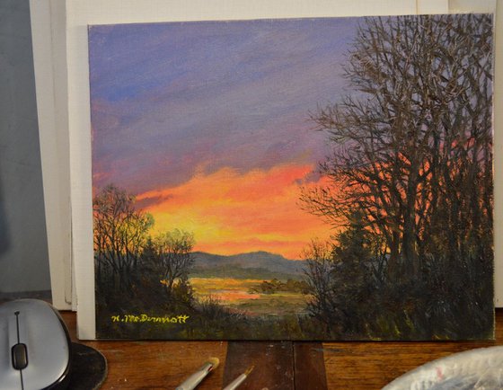 Red Sky at Night - oil 8X10 canvas (SOLD)