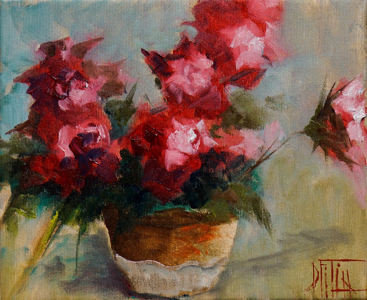 Impressionistic Still Life Oil Painting By Pavel Filin, 12 X 10", My Flowers2, Original Artwork