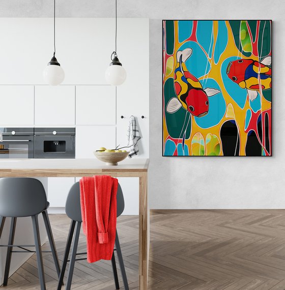 Geometric abstraction with fishes #6