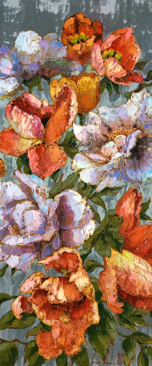 Peonies and tulips. by Andriy Vutyanov