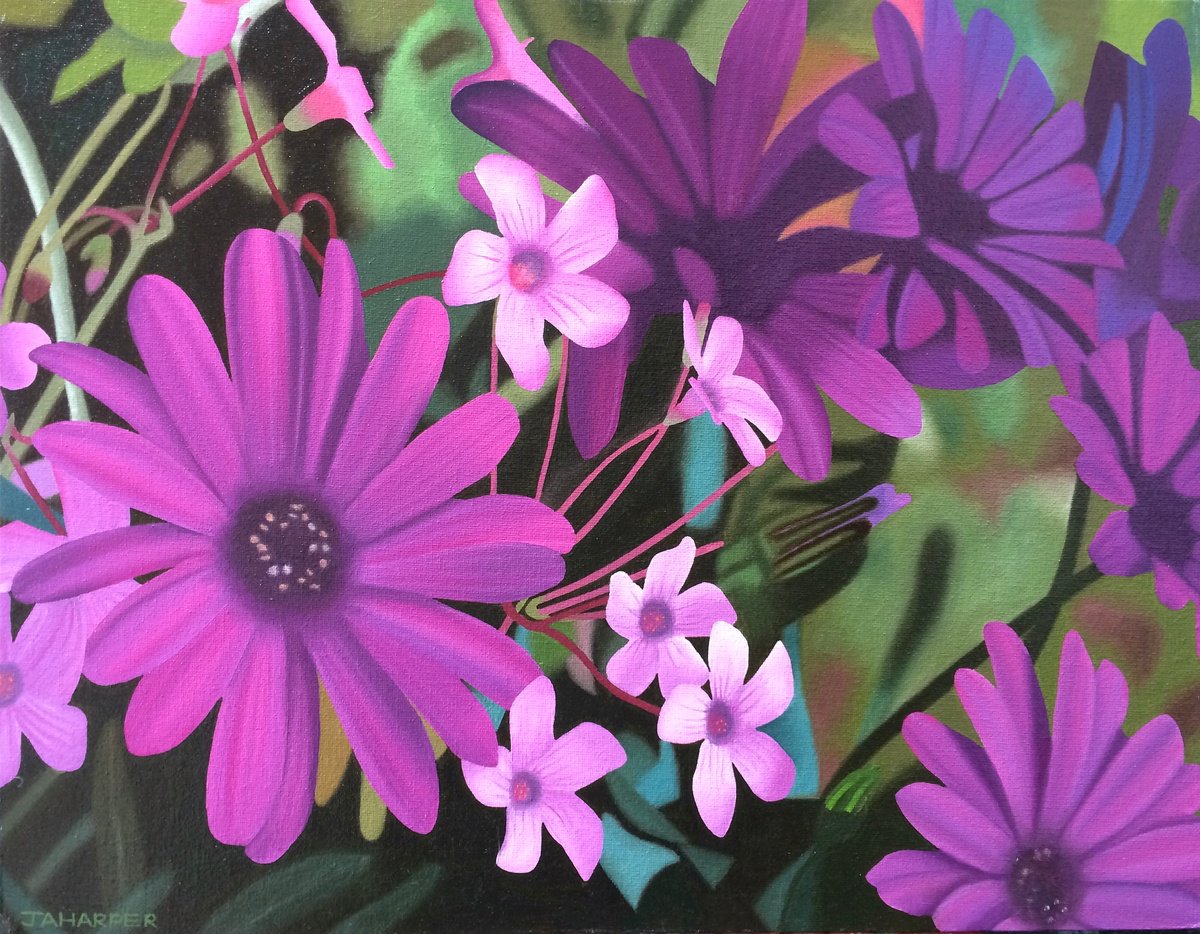 Photorealistic Oil Painting , Purple Meadow By Jill Ann Harper, 20 X 16, Artwork For Sale On Artfinder