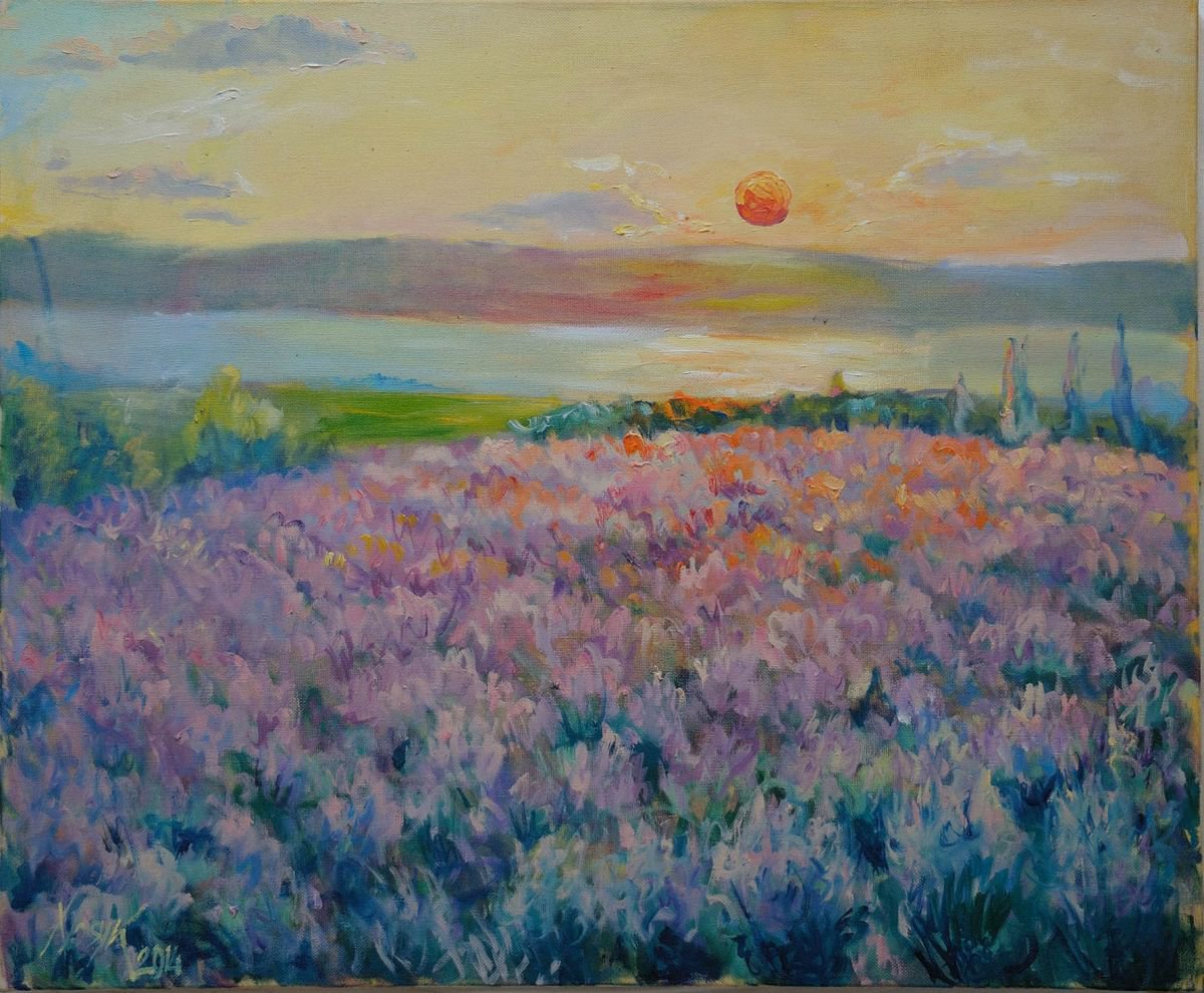 Lavander sunset over the river by Nataliia Nosyk