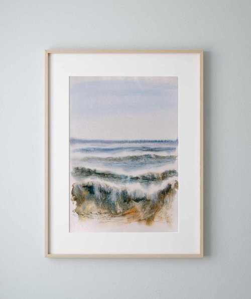 "Ocean Diary, October 8th, 2019" mixed-media painting by Eve Devore