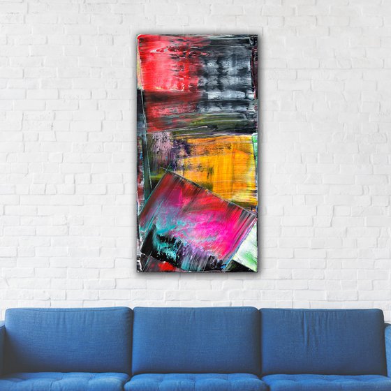 "Smooth Operator" - Original Large PMS Abstract Acrylic Painting On Canvas - 24" x 48"