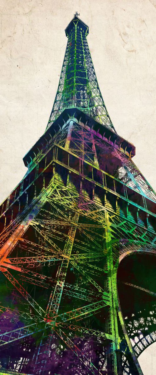 Eiffel Tower, Aged Paper by Marlene Watson