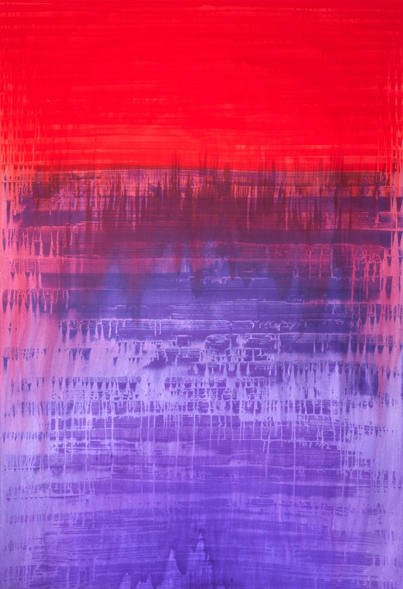 Geometric Abstract Acrylic Painting By Simon Findlay, 73 X 106", How To Fill A Bucket (Plums &, Original Artwork