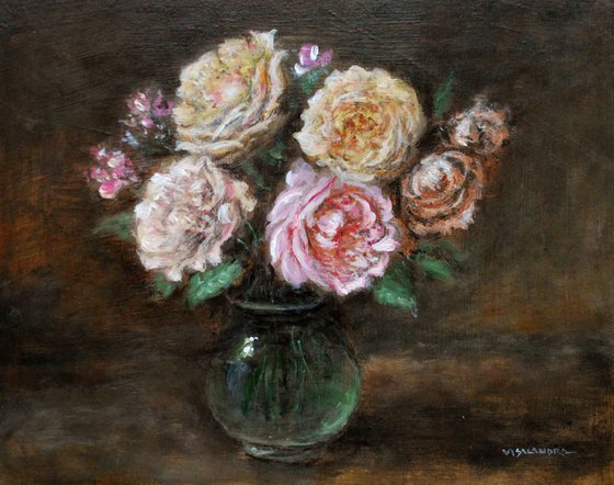 Roses in glass vase