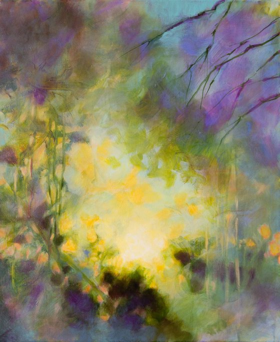 In the evening - Floral abstract - impressionistic garden