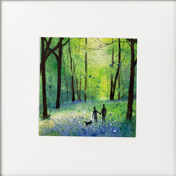 Dog walk in Bluebells Framed