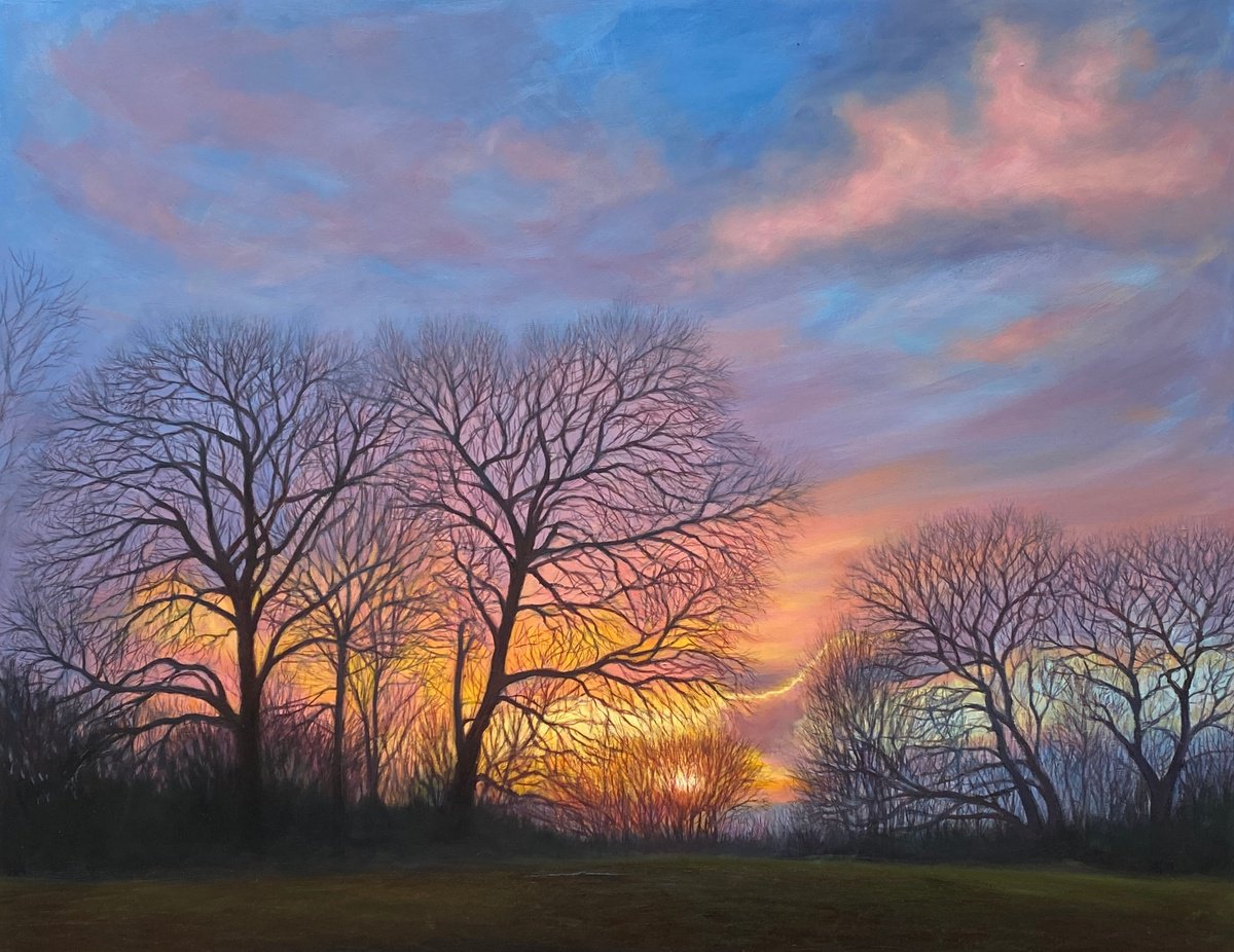 Photorealistic Oil Painting , Sunset View From Arrandene 2 By Diana Sandetskaya, 19 X 15, Artwork For Sale On Artfinder