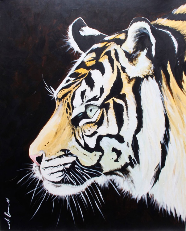 Tiger In Profile Acrylic Painting By Mr B Artfinder