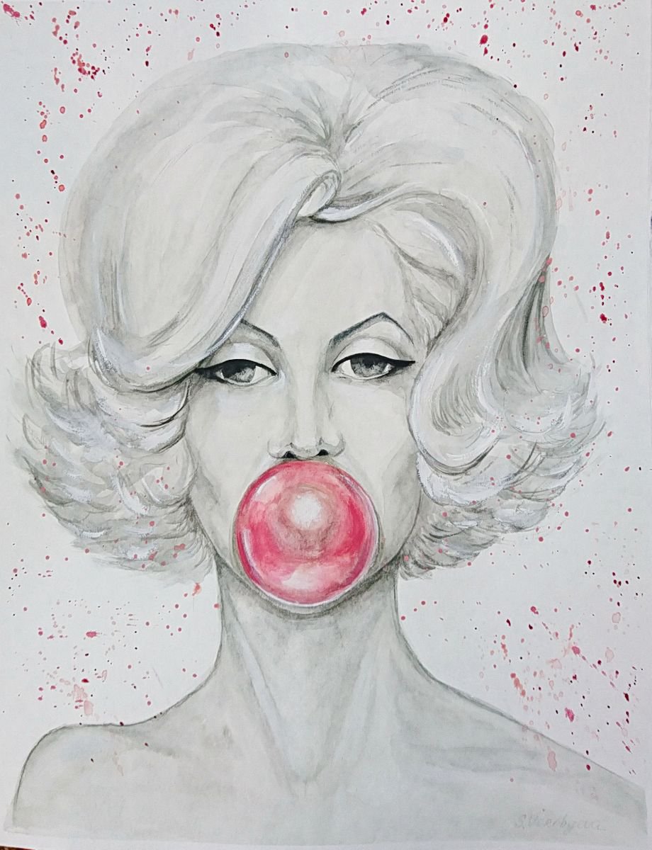 Bubble gum. Original watercolor painting by Svetlana Vorobyeva by Svetlana Vorobyeva