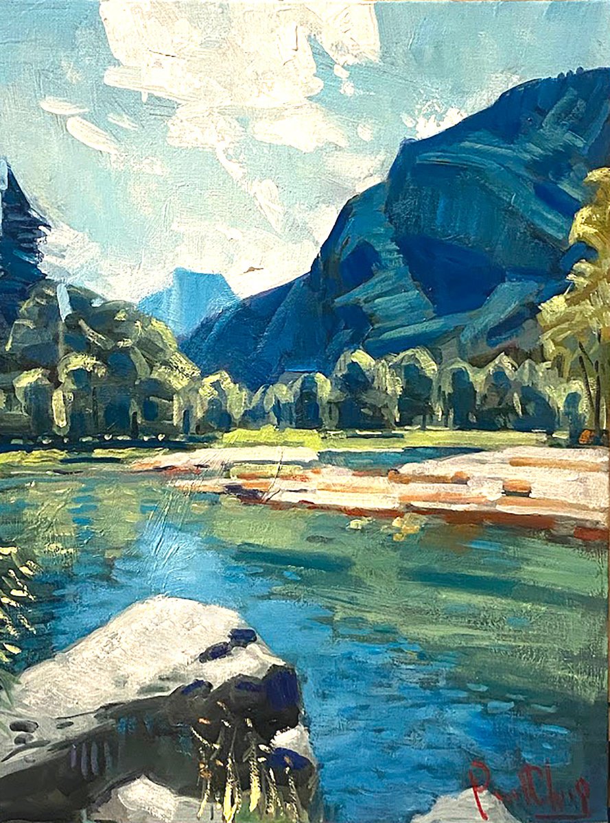 Impressionistic Landscape Oil Painting By Paul Cheng, 12 X 16", Yosemite Np #2, Original Artwork