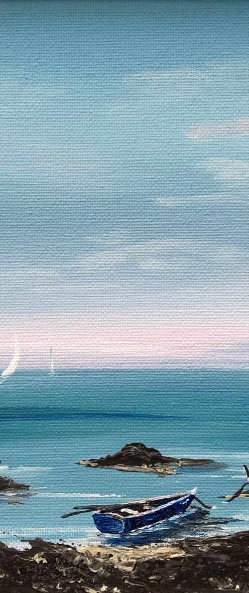 Little boat in a cove by Marja Brown