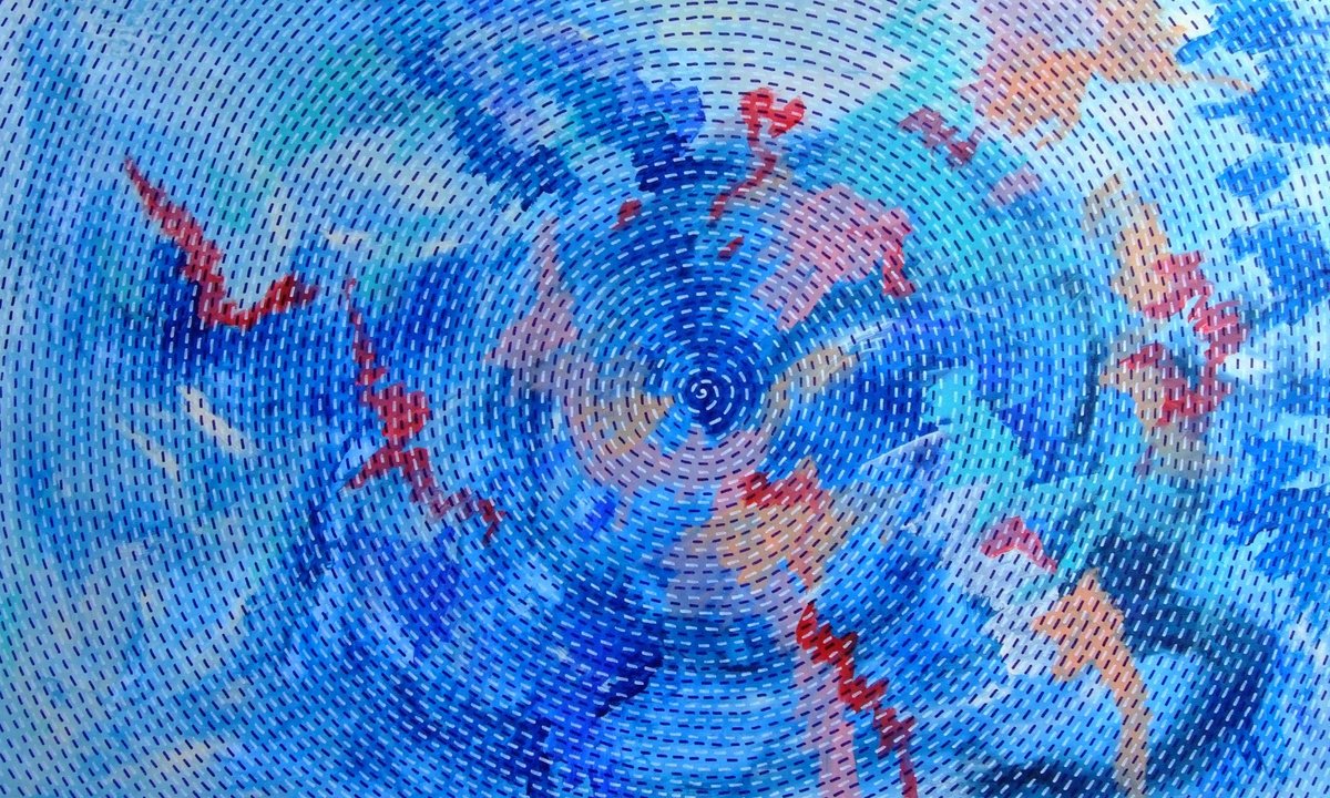 Abstract Acrylic Painting By Marina Krylova, 59 X 35", Adriatica, Original Artwork