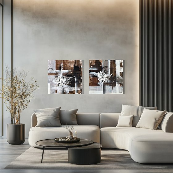 Structured Botanics diptych set