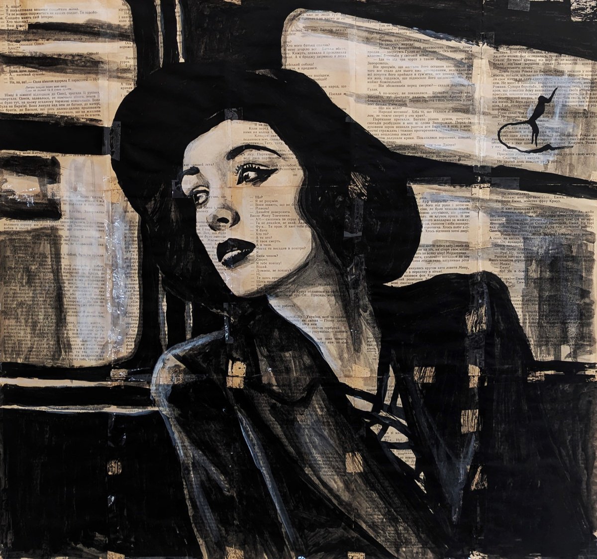 Urban And Pop Portrait Acrylic Painting By Valera Hrishanin, 24 X 23", Girl From Retro New York #2 #2, Original Artwork