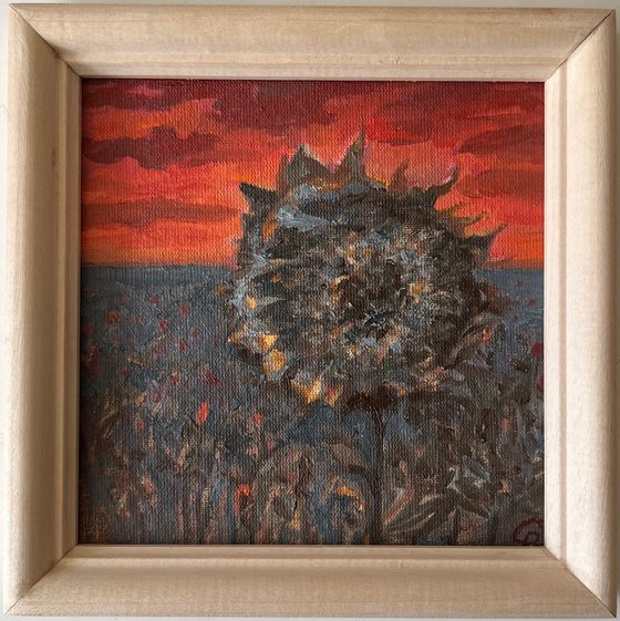 Sunflower small oil painting miniature artwork