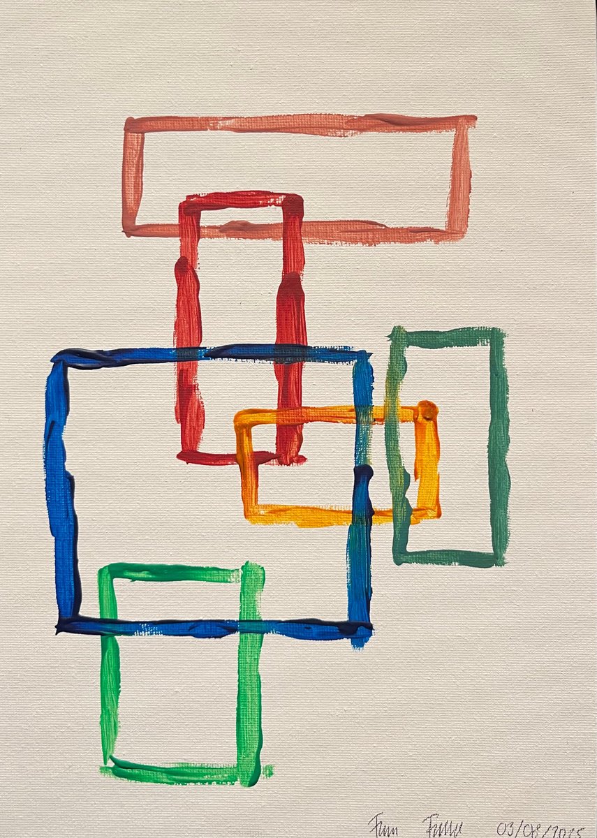 Geometric Abstract Acrylic Painting By Franz Friedel, 8 X 12, Boundaries Iii, Original Artwork