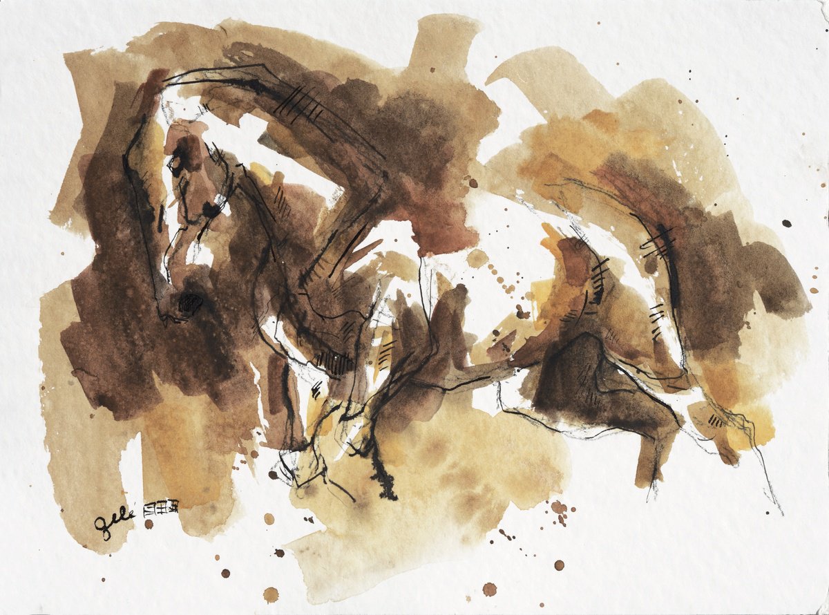 Expressive Animal Painting By Benedicte Gele, 9 X 7, Equine Nude 292, Original Artwork