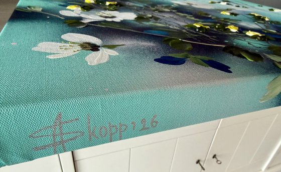 Golden Buds in Turquoise Air