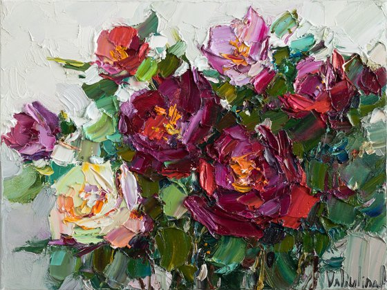 Roses impasto painting - Original oil painting