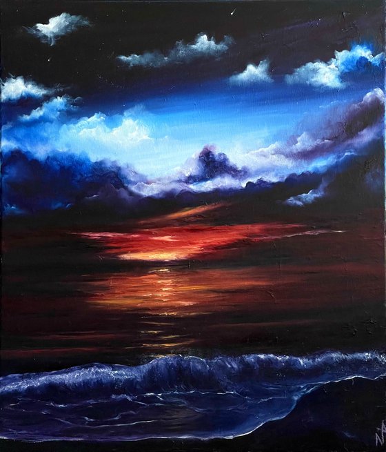 Dramatic sunset, 60x70 cm