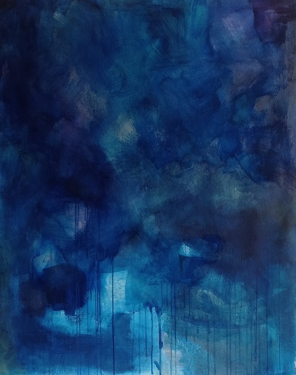 Abstract Acrylic Painting By Olena Karpenko, 31 X 39", Twinkling Of Darkness, Original Artwork