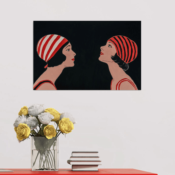 Two Happy Girl in Red