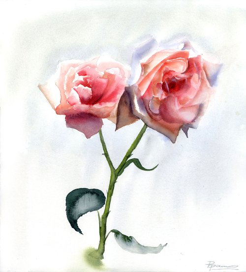 Two Roses by Olga Shefranov (Tchefranov)