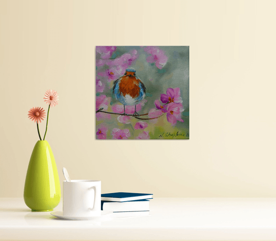 Robin Oil Painting on Canvas