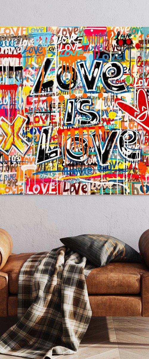 Love is Love  (90x90 cm) ready to hang by Mercedes Lagunas