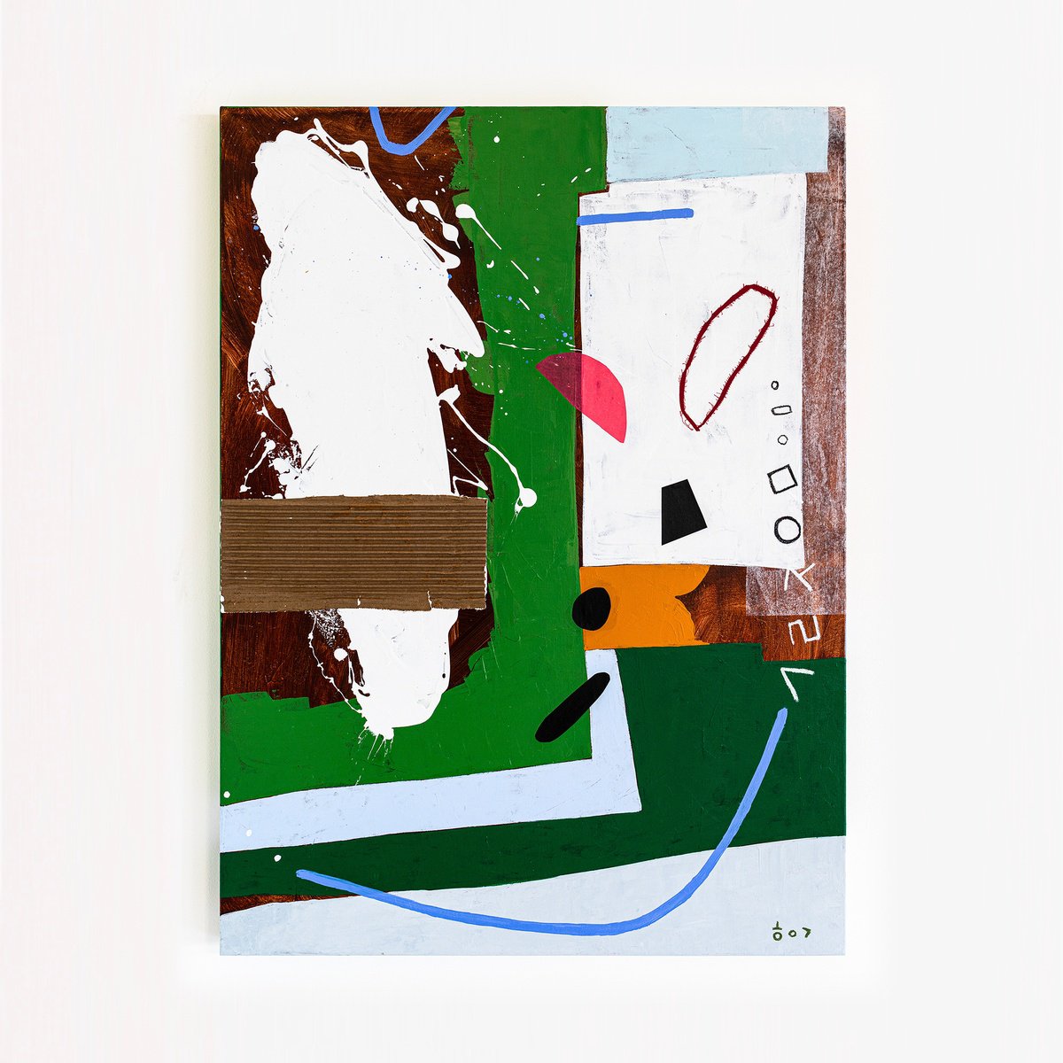 Abstract Acrylic Painting By Hyunah Kim, 30 X 40, A Black Dot And Its Friends, Original Artwork