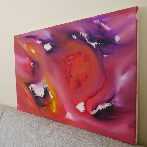 Heart in dim light -  60x40 cm, Original abstract painting, oil on canvas