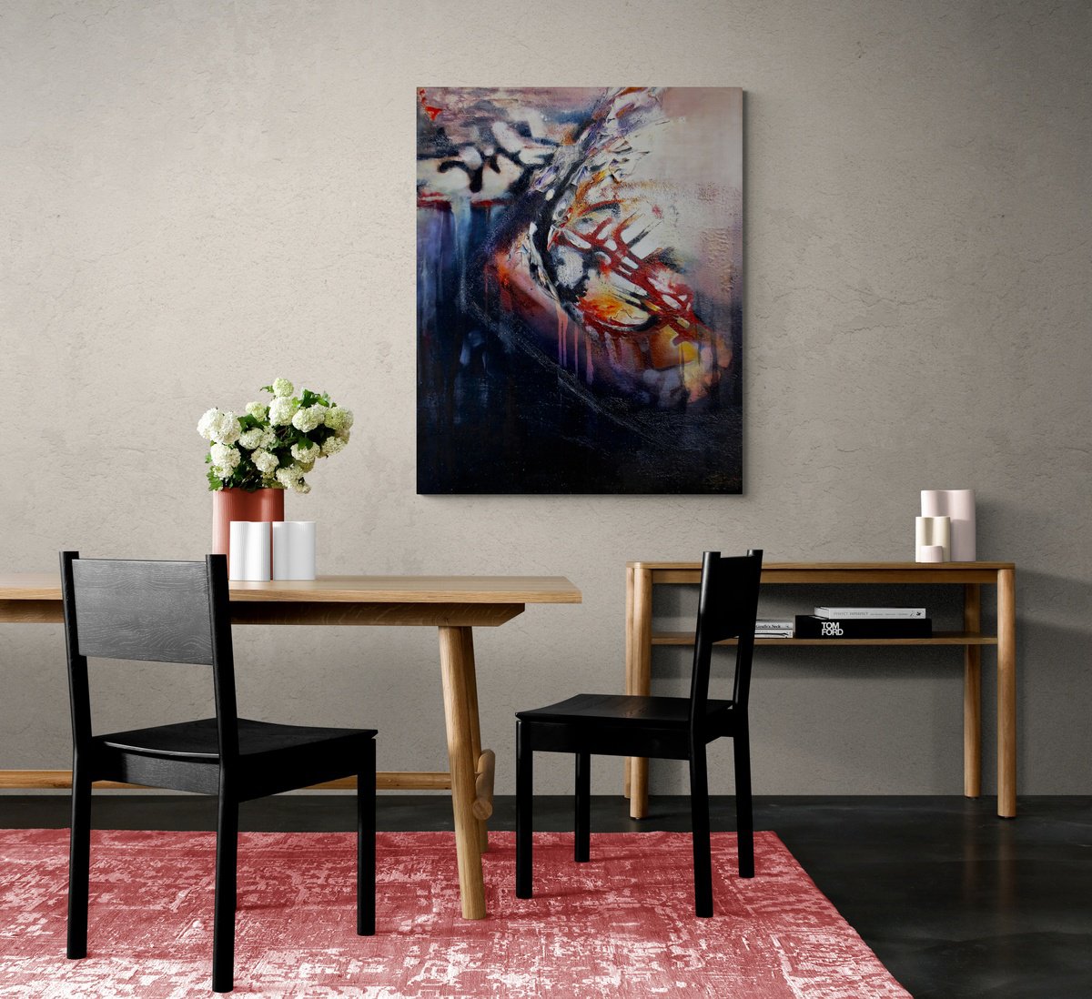 Abstract Painting By Roberta Cervelli, 31 X 39", Lacerazioni, Original Artwork