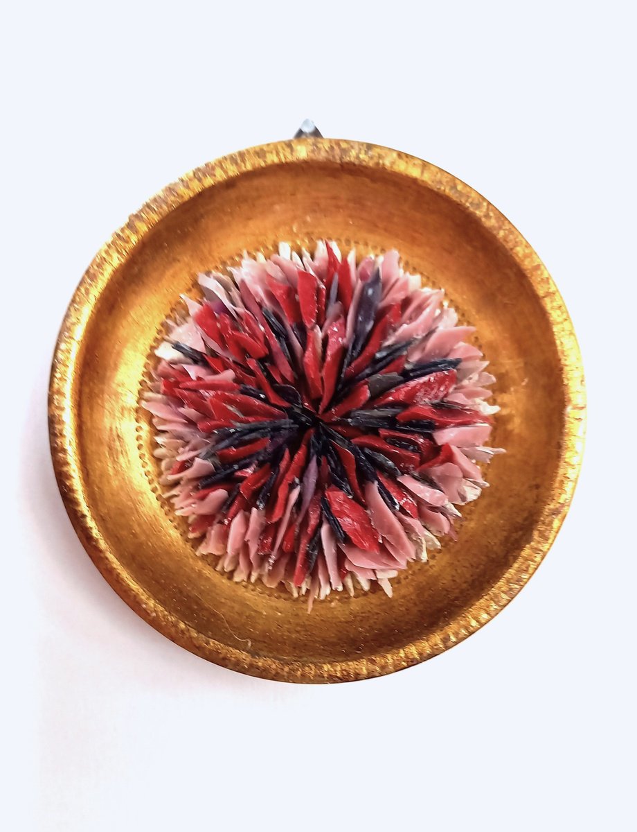 Organic Abstract Sculpture By Emanuela Camacci, 3 X 3, Flower In Red And Black, Original Artwork