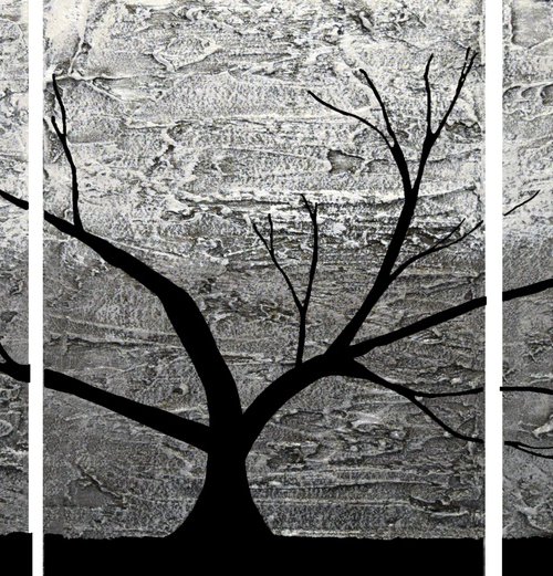 Grey Tree of Life artwork in acrylic by Stuart Wright