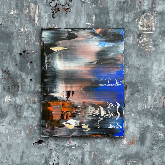 "Dusk To Dawn" - Original PMS Abstract Acrylic Painting On Reclaimed Wood Panel - 14" x 18.5"