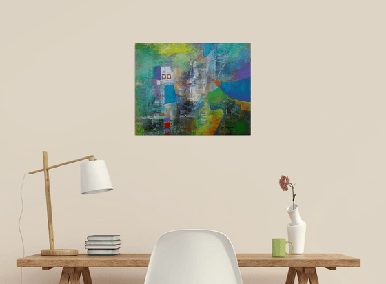 Near A Distant Realm, Little canvas abstract art for small rooms, office decor