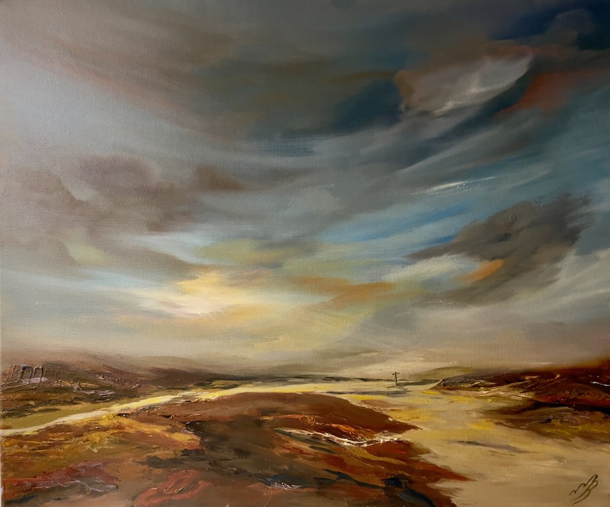 Abstract Landscape Oil Painting By Marja Brown, 24 X 20", Mystic Autumn In The New Forest, Original Artwork