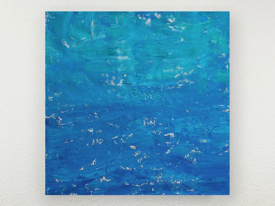 Aqua Blue 200813, minimalist abstract blue seascape
