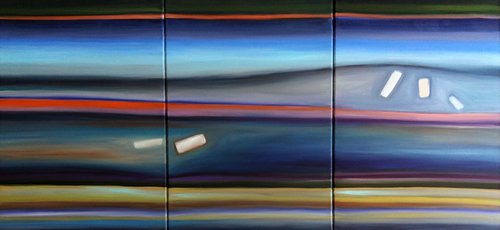 Blue Horizon _ Large  Abstract_150x70cm (59"x27.5") by Celine Baliguian