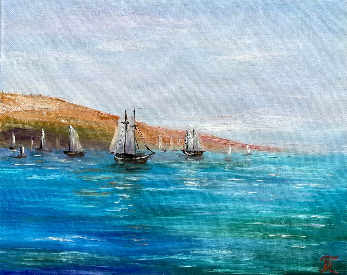 Impressionistic Landscape Oil Painting By Tanja Frost, 11 X 8", A Quiet Horizon, Original Artwork